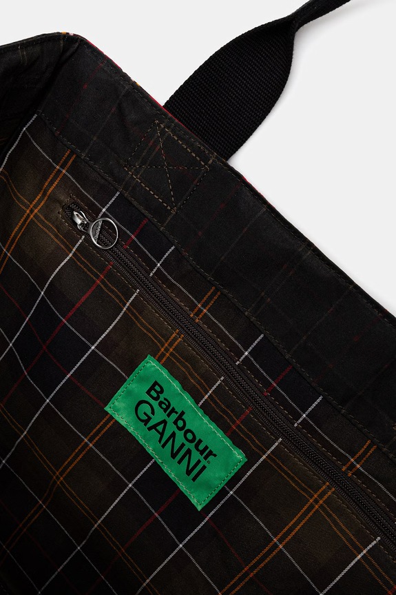 Βαμβακερή τσάντα Barbour x GANNI Wax Tote Bag LBA0462TN11 κόκκινο