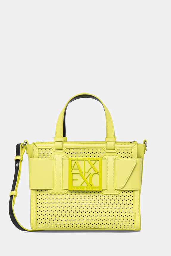 Armani Exchange geantă crossbody pentru femei, cu imitație de piele uni verde XW000392.AF22626