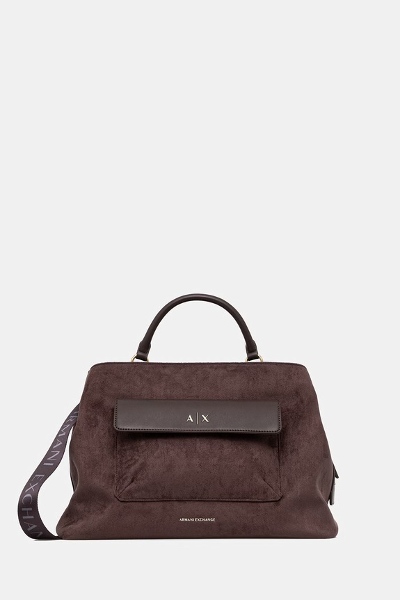 Armani Exchange kabelka typu shopper dámska z imitácie semišu hnedá XW001542.AF22630