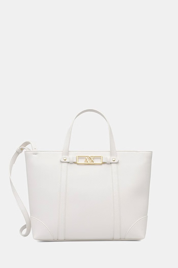 Armani Exchange torebka shopper damska z imitacji skóry nie mieści A4 biały XW002609.AF15632