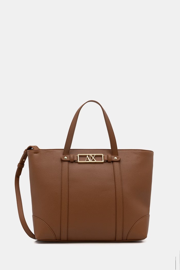 Armani Exchange geantă shopper pentru femei, cu imitație de piele uni maro XW002609.AF15632