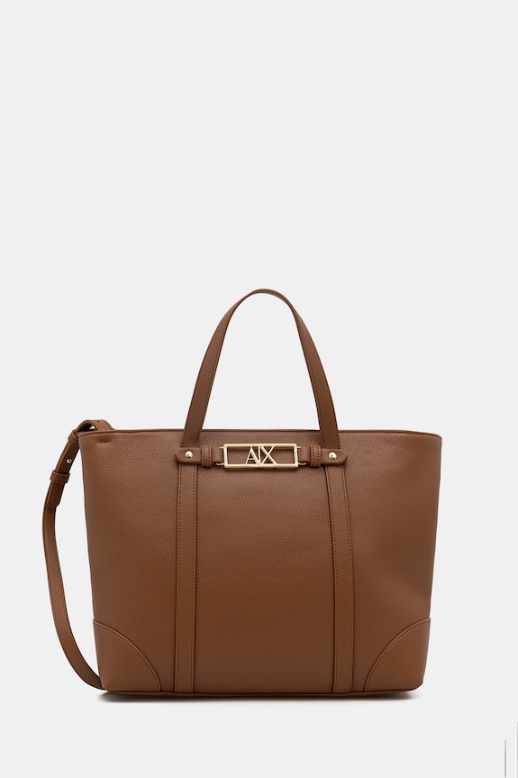 Armani Exchange geantă shopper pentru femei, cu imitație de piele uni maro XW002609.AF15632