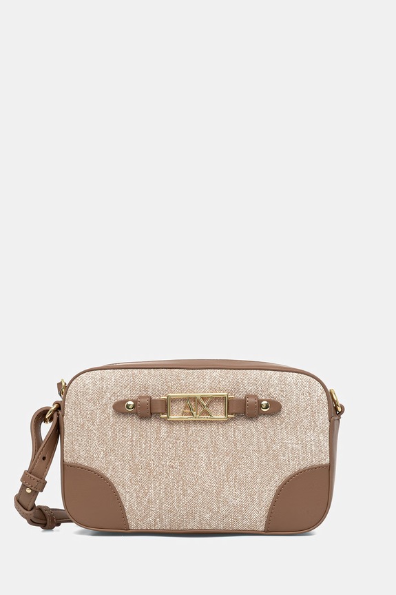 Armani Exchange geantă crossbody pentru femei, cu imitație de piele bej XW002612.AF22685
