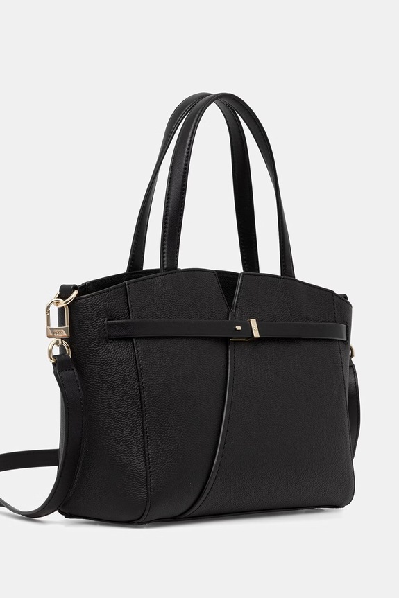BOSS vászontáska női bőr REVERS SM TOTE 50563218 fekete SS26