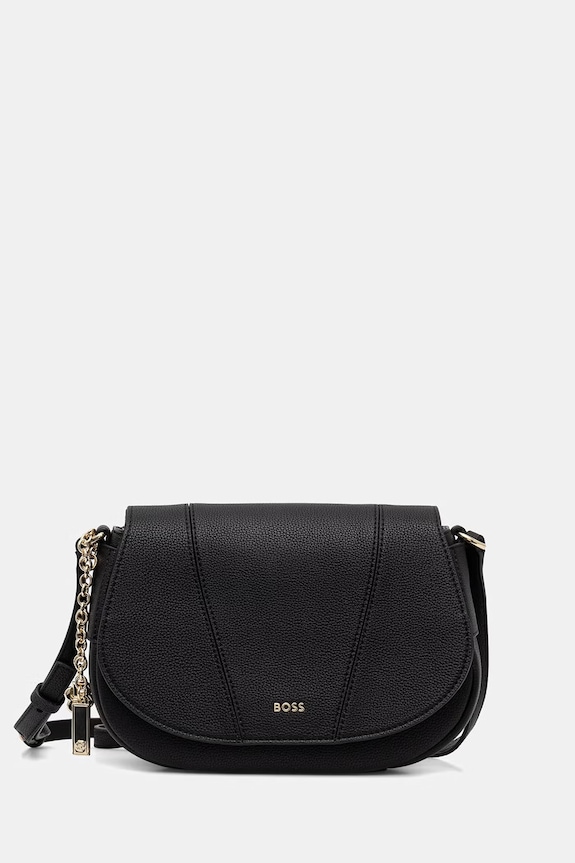 BOSS geantă crossbody pentru femei, cu imitație de piele SALLEY SADDLE negru 50563316
