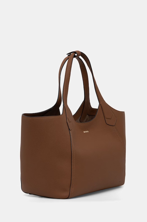 BOSS дамска чанта от кожа Lenah New Tote 50563395 кафяв SS26