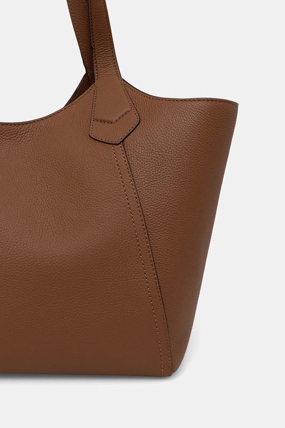 Аксесоари BOSS дамска чанта от кожа Lenah New Tote 50563395 кафяв