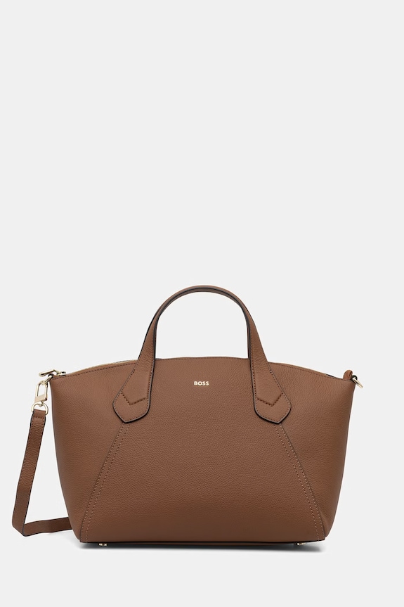 BOSS tote bag pentru femei, cu imitație de piele Lenah Zip Tote M maro 50563396
