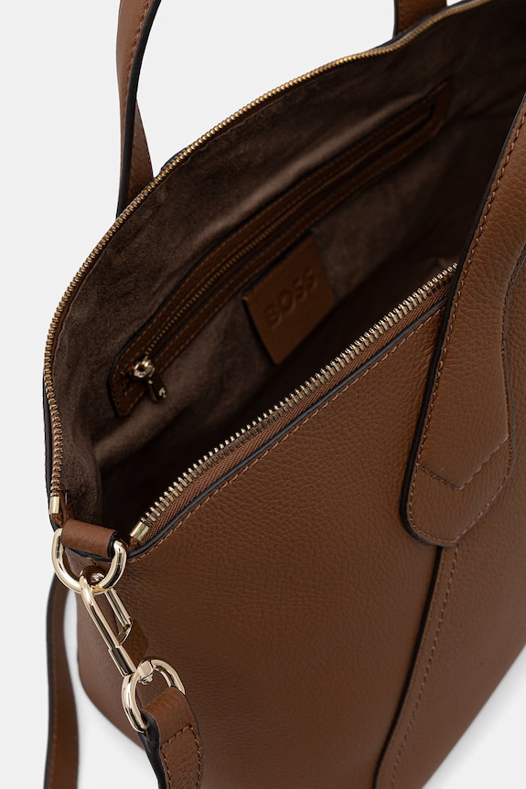 BOSS tote bag pentru femei, cu imitație de piele Lenah Zip Tote M 50563396 maro