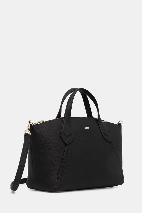 BOSS tote bag pentru femei, cu imitație de piele Lenah Zip Tote M 50563396 negru SS26