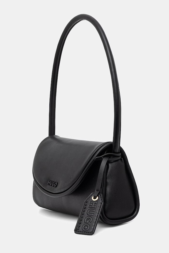 HUGO torebka bagietka damska z imitacji skóry Jodi Shoulder Bag 50562952 czarny SS26