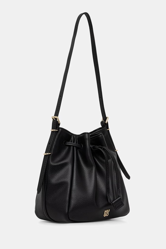 HUGO sac de damă cu imitație de piele Neeko PN_Drawstring 50562993 negru SS26