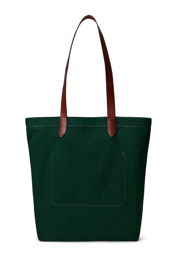 Polo Ralph Lauren CANVAS-SHOPPER-TTE-MED cotton women's shopper bag 405P13610001 green SS26