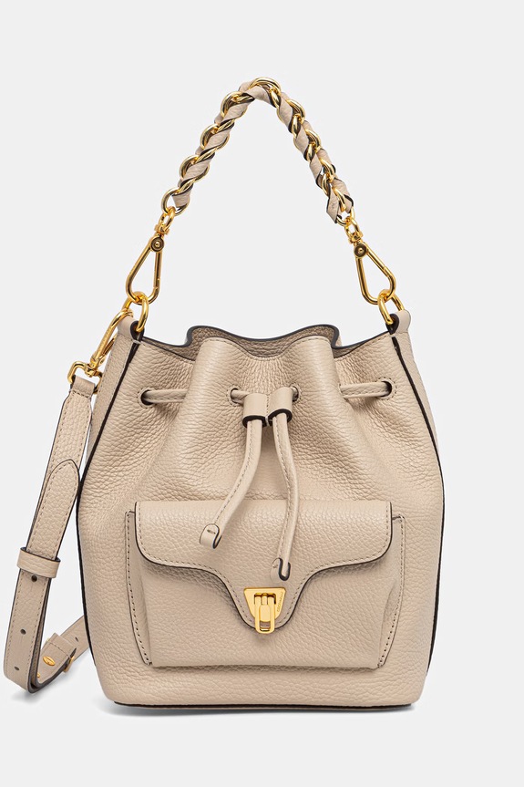 Coccinelle borsa a mano in pelle pelle fiore beige E1.TFK.23.03.01