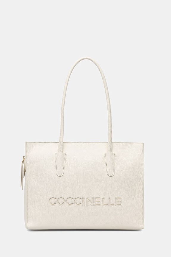 Δερμάτινη τσάντα Coccinelle λείο δέρμα μπεζ E1.UAK.11.02.01