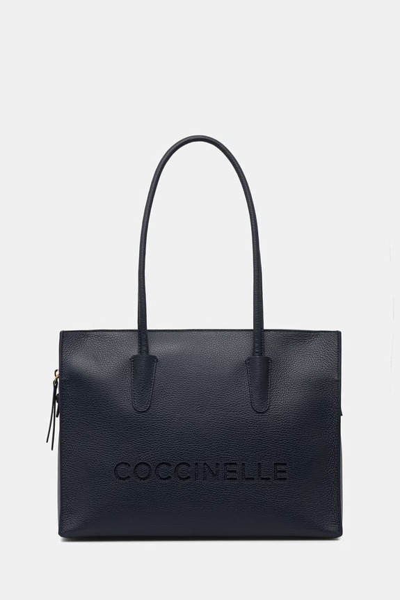Δερμάτινη τσάντα Coccinelle λείο δέρμα σκούρο μπλε E1.UAK.11.02.01