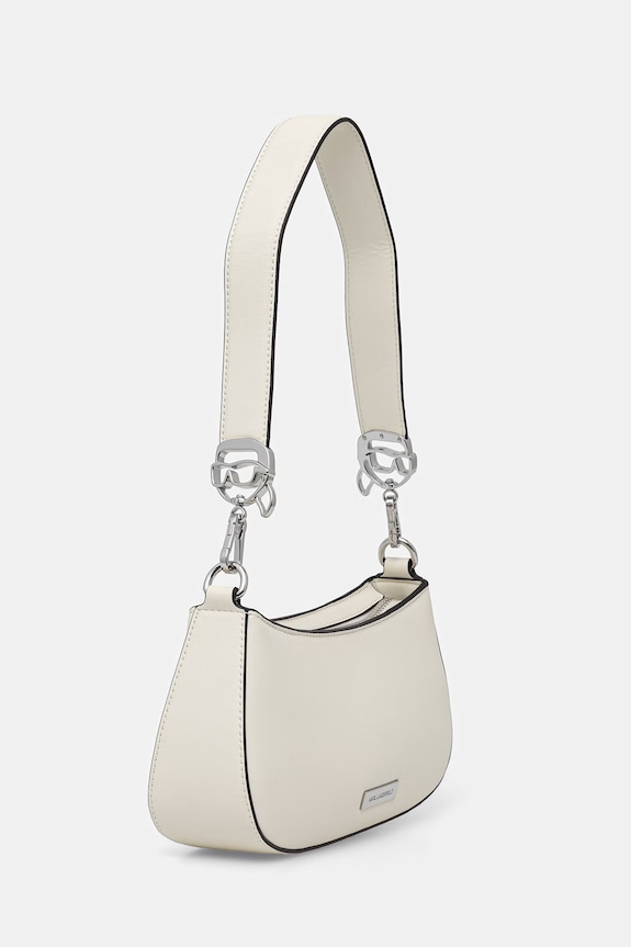 Karl Lagerfeld torebka bagietka damska z imitacji skóry IKON B2W30180 beżowy SS26