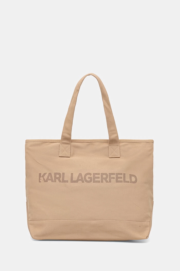 Karl Lagerfeld tote bag pentru femei, din bumbac K/ESSENTIAL bej B2W50099