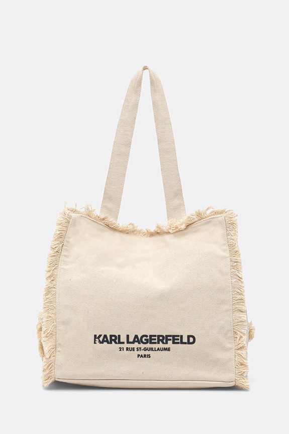 Karl Lagerfeld tote bag pentru femei, din bumbac K/RSG bej B2W50021