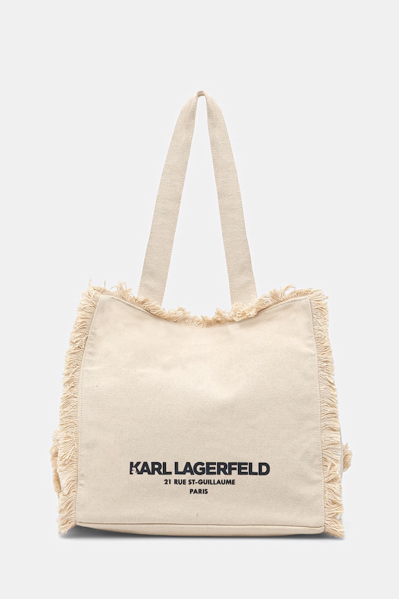 Karl Lagerfeld tote bag pentru femei, din bumbac K/RSG bej B2W50021