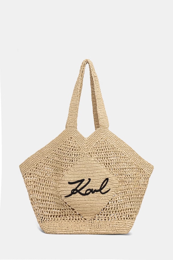 Karl Lagerfeld tote bag pentru femei împletită K/SIGNATURE bej B2W46068