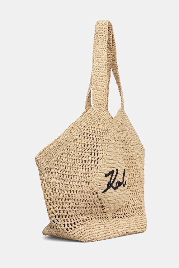 Karl Lagerfeld tote bag pentru femei împletită K/SIGNATURE B2W46068 bej SS26