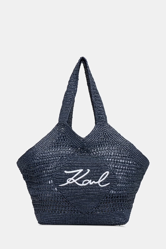 Karl Lagerfeld tote bag pentru femei împletită K/SIGNATURE bleumarin B2W46068