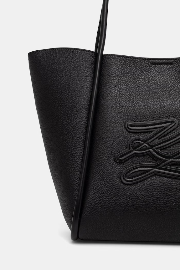 Karl Lagerfeld kabelka typu shopper dámska kožená K/AUTOGRAPH čierna B2W30051