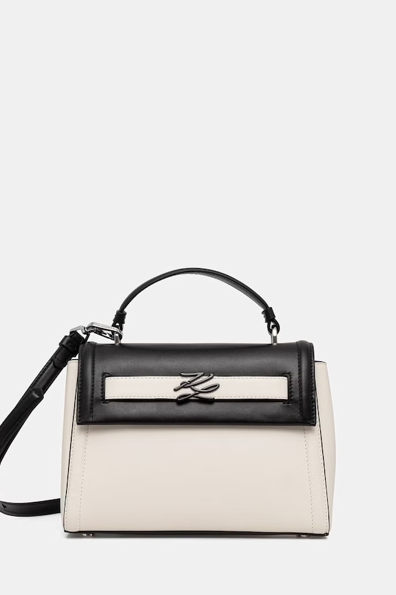 Karl Lagerfeld dámska kožená bagetová kabelka K/AUTOGRAPH biela B2W30237