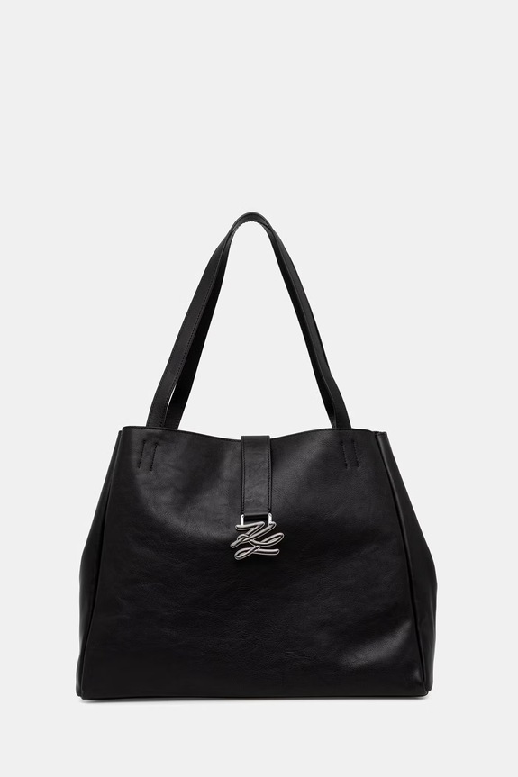 Karl Lagerfeld shopper γυναικεία δέρμα K/AUTOGRAPH μαύρο B2W30258