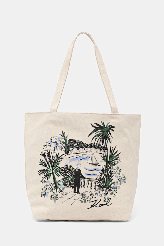 Karl Lagerfeld geantă shopper pentru femei, din bumbac K/ESSENTIAL bej B2W50019