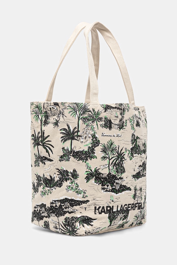 Accesorii Karl Lagerfeld geantă shopper pentru femei, din bumbac K/ESSENTIAL B2W50019 bej