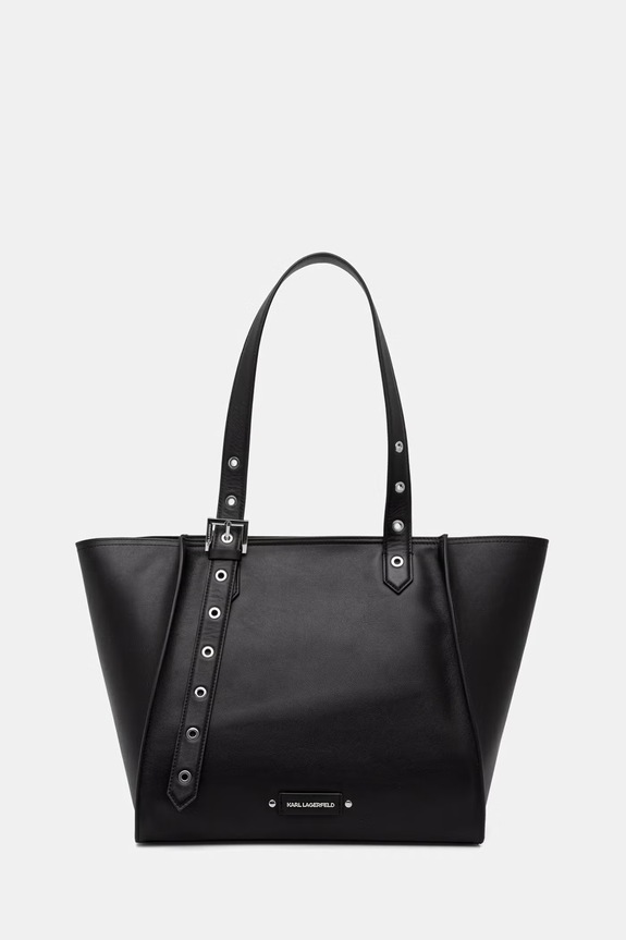 Karl Lagerfeld torebka shopper damska skórzana K/EYELETS czarny B2W30084