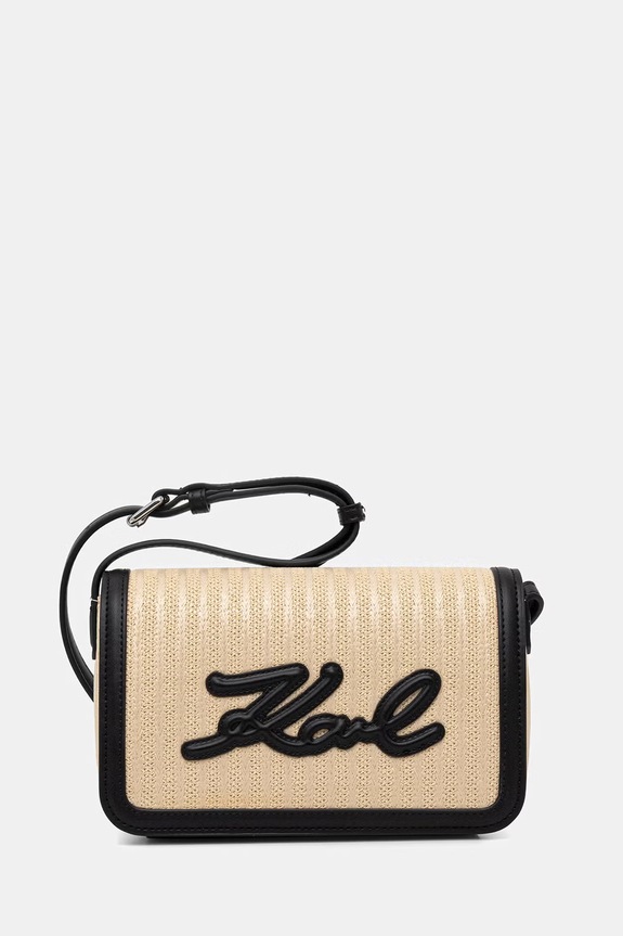 Karl Lagerfeld női fonott keresztpántos táska K/SIGNATURE bézs B2W30089