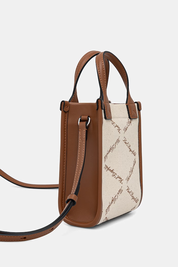 Karl Lagerfeld geantă crossbody pentru femei, din bumbac K/VILLE B2W30278 maro SS26