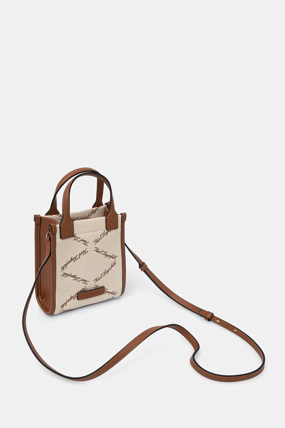 Accesorii Karl Lagerfeld geantă crossbody pentru femei, din bumbac K/VILLE B2W30278 maro