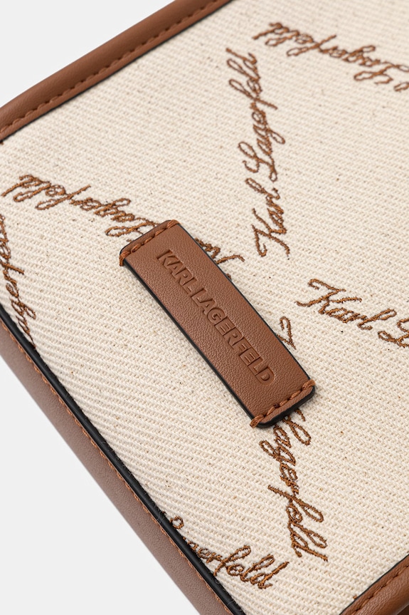 Karl Lagerfeld geantă crossbody pentru femei, din bumbac K/VILLE maro B2W30278