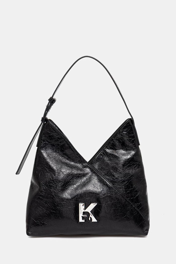 Karl Lagerfeld Jeans torebka skórzana skóra licowa czarny B1W30187