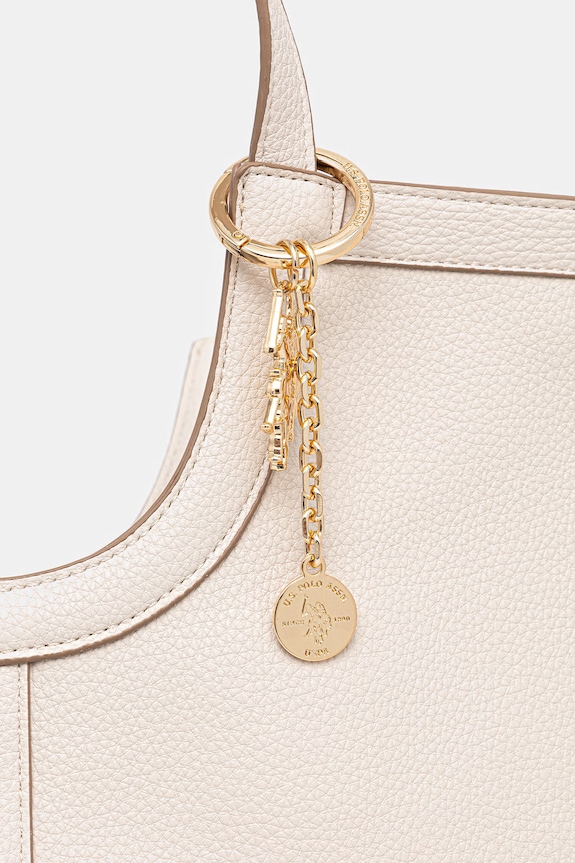 U.S. Polo Assn. Τσάντα shopper γυναικεία από απομίμηση δέρματος LAWSON μπεζ BEU8L9054WVP
