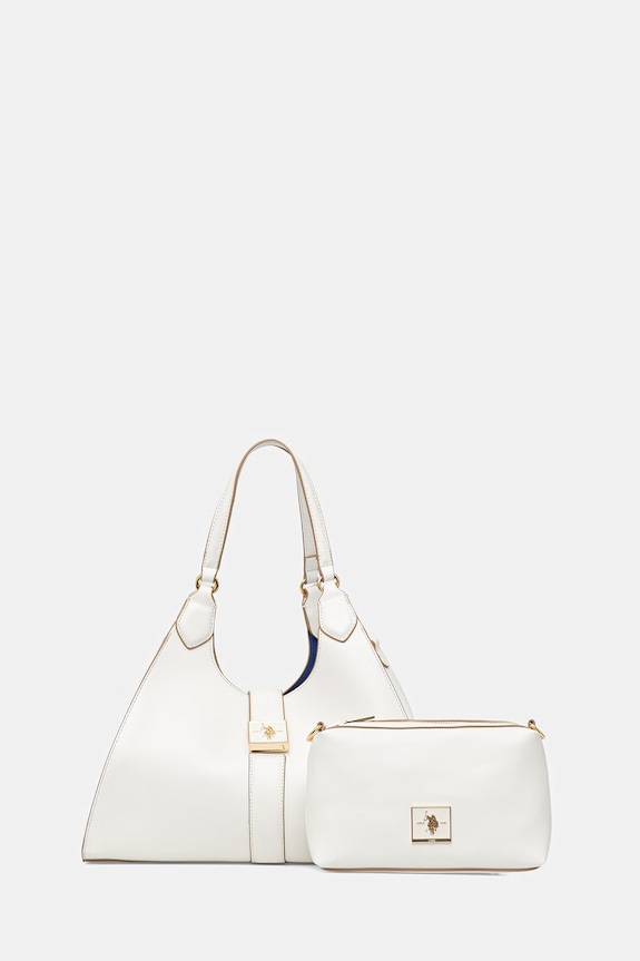 U.S. Polo Assn. geantă shopper pentru femei, cu imitație de piele MARGARET alb BEUMF9043WVP