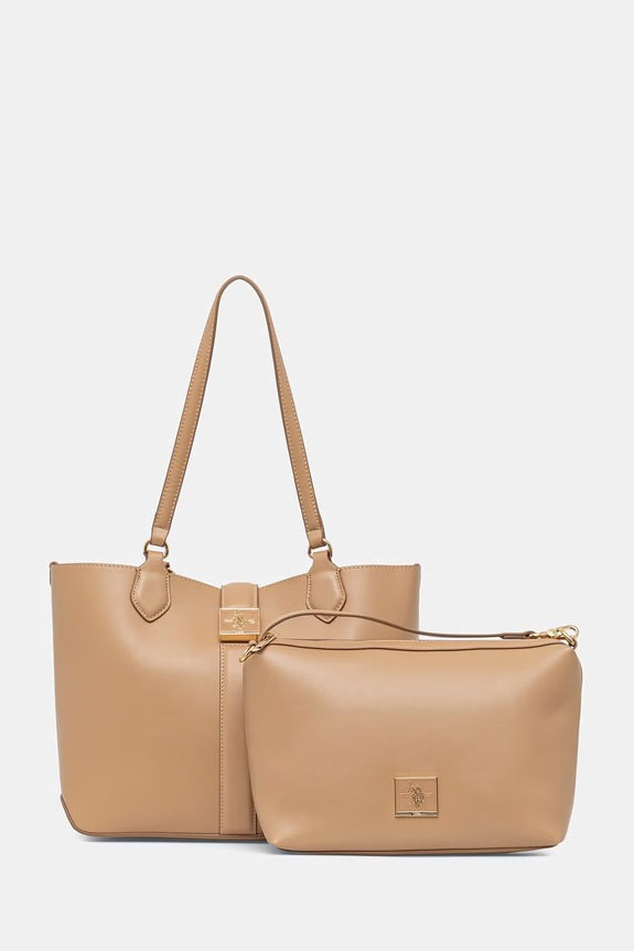 U.S. Polo Assn. kabelka typu shopper dámska z imitácie kože MARGARET béžová BEUMF9044WVP