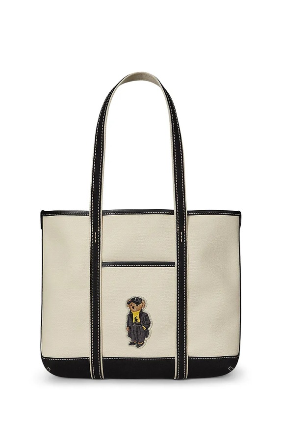 Polo Ralph Lauren torebka shopper damska bawełniana beżowy 428980460