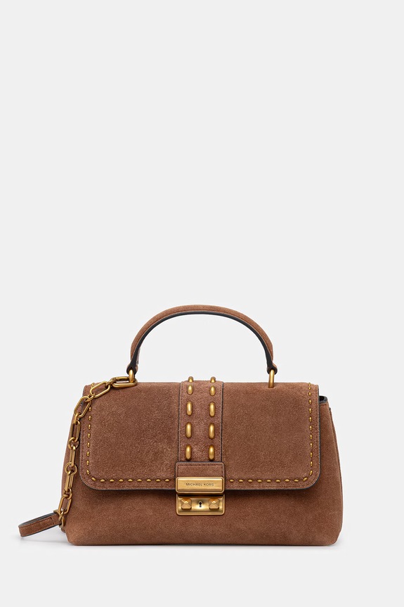 MICHAEL Michael Kors torebka zamszowa nie mieści A4 brązowy 30S6A2RS2S