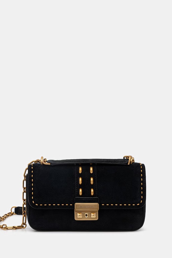 Torbica iz semiša MICHAEL Michael Kors Ne ustreza A4 črna 30S6A2RL5S