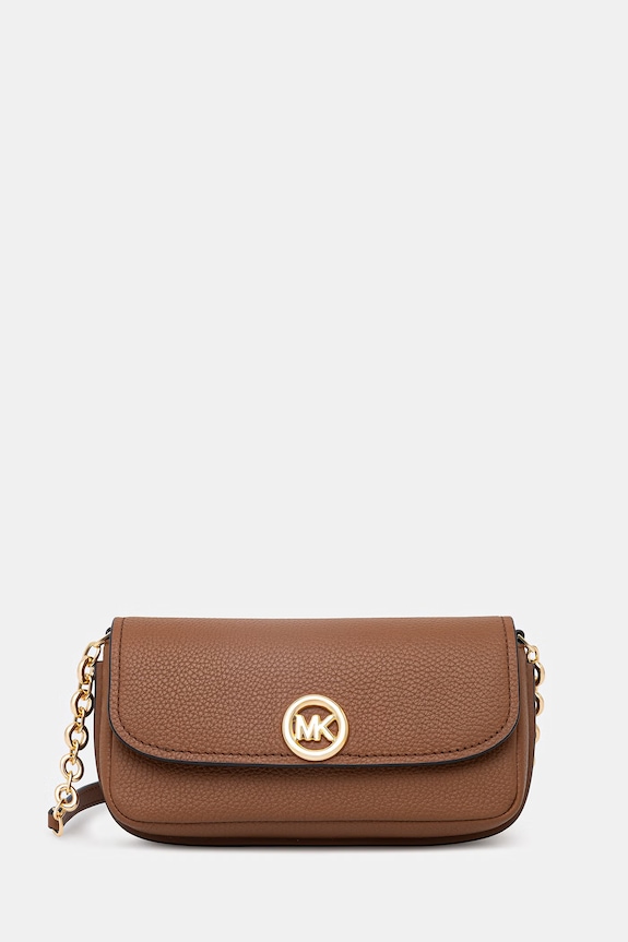 Δερμάτινη τσάντα MICHAEL Michael Kors απλικέ καφέ 32S6GY5C5L