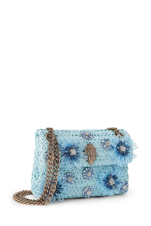 Kurt Geiger London crossbody torba za žene Raffia Mini Kensington 5576883999 plava SS26