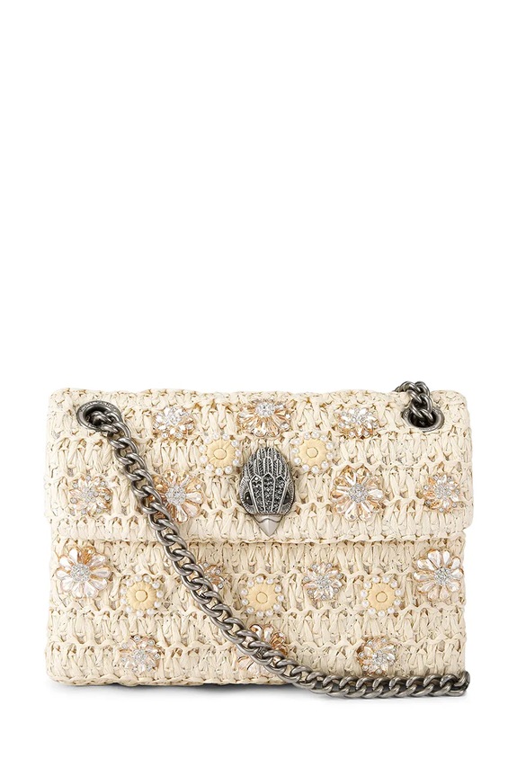 Kurt Geiger London ženska crossbody torba Raffia Mini Kensington zlatna 5576840999