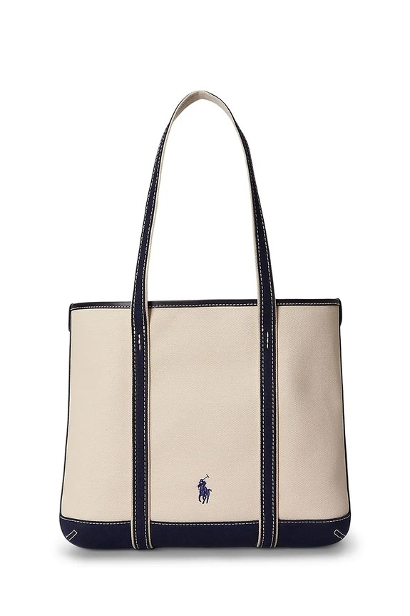 Polo Ralph Lauren kabelka typu tote dámska bavlnená 428P10931 béžová SS26
