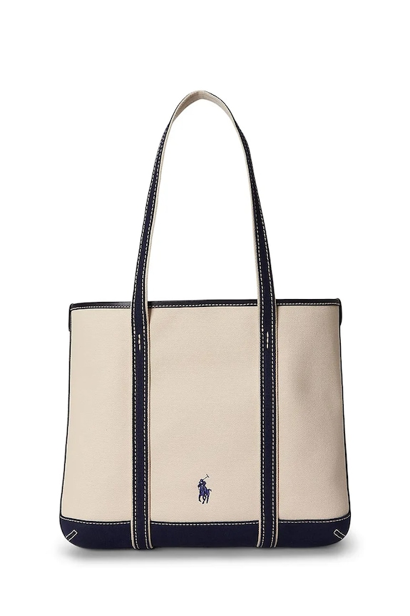 Polo Ralph Lauren kabelka typu tote dámska bavlnená 428P10931 béžová SS26