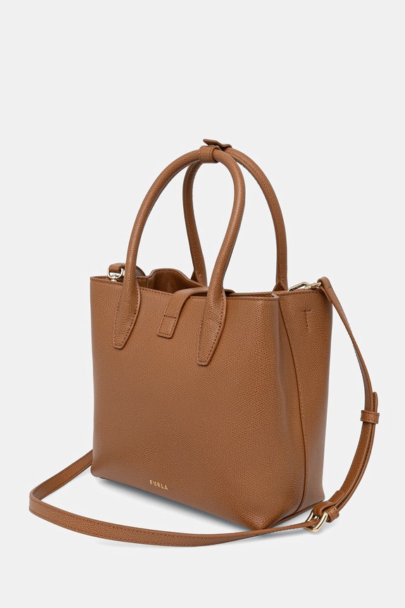 Αξεσουάρ Furla σάκος γυναικείος δερμάτινος Goccia S Tote Base 22 WB01949.ARE000.4557S καφέ